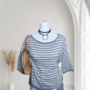 I LOVE H81 Striped Fine Knit Slouchy Dolman Top Size M